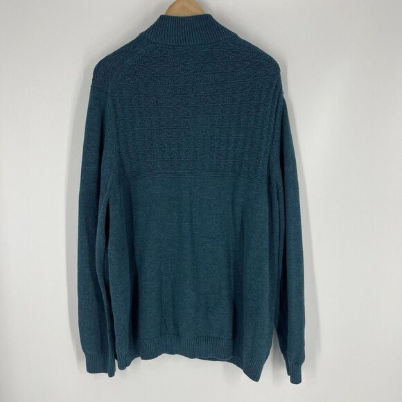 Tommy Bahama Sweater Size XL Mens Seaway Teal Sorrento Beach Button Mock Henley - Picture 5 of 8